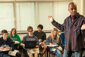 Professor Guy Nave in the classroom.