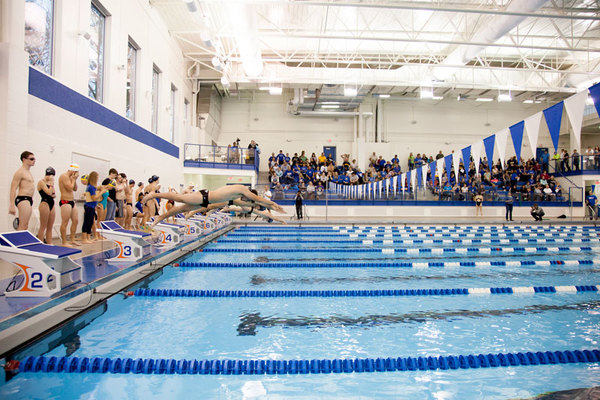 Swimming meet taking place in the Aquatic Center.