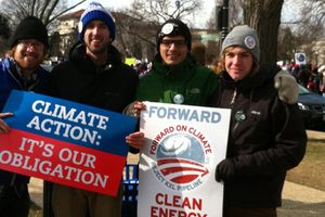 Students participate in a climate rally in Washington D.C.
