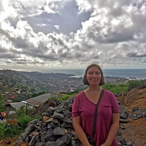 Anderson, pictured here in Freetown, Sierra Leone, in 2018, has taken several trips to the country to study the long-term social and economic impacts of the 2014–16 Ebola crisis.