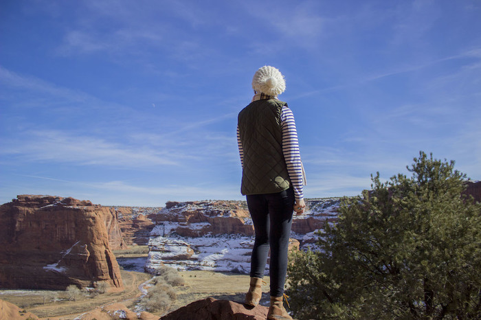 Luther student looks out over landscape surrounding Gallup, NM.