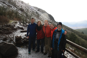 On the slopes of Mt. Vesuvius in southern Italy during a rain/hail storm in January.
