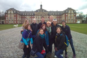 Students part of the Münster study abroad semester posing for a group picture.