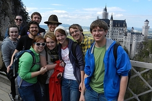 Students in front of Neuschwanstein Castle.