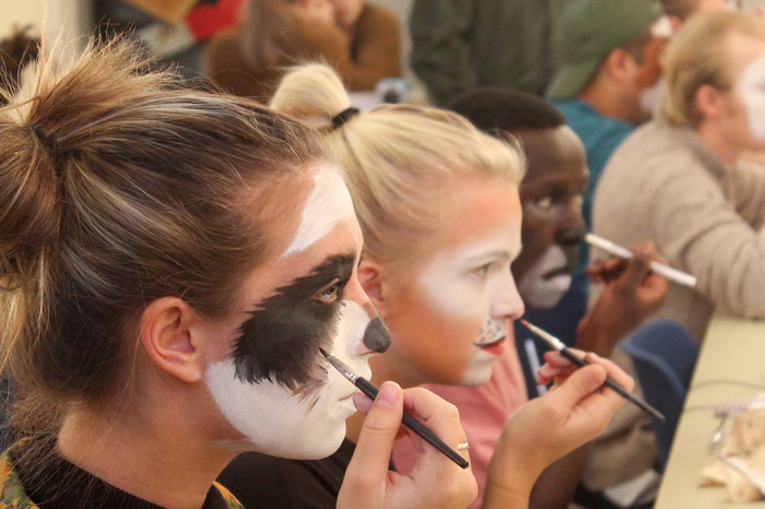Luther students take a makeup class with Professor Jeff Dintamin.