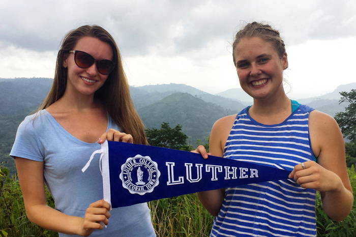 Two French students completing an internship abroad.