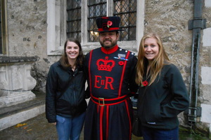 History student Maja Proescholdt at the Tower of London with fellow Nottingham semester participant Sarah King.