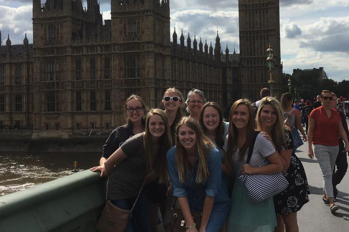 Nursing students in London posing for a group picture.