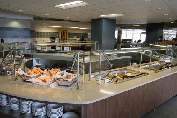 Luther's cafeteria features a variety of food options such as a complete salad bar.