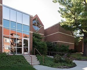 A look at the exterior of the Jenson-Noble Hall of Music.