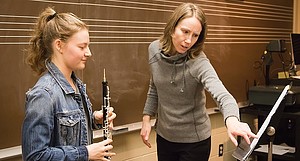 Heather Armstrong teaching an oboe lesson.