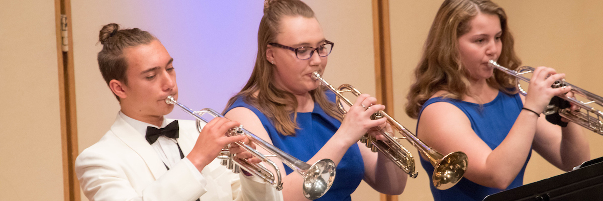 Music scholarships: three trumpet students perform