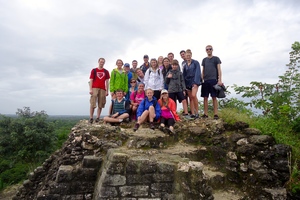 Students on the top of the high temple.