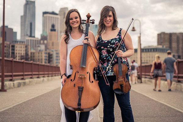 Olivia Diercks '13 and Karla Colahan '1, cellist and violinist of the new-classical crossover duo, The OK Factor.