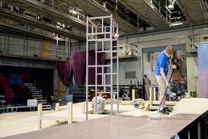 Students work to create the set for Shakespeare's "Twelfth Night."