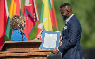 Godson Sowah receives Young Alumni Award at Commencement